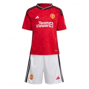 Manchester United Dětské Domácí dres komplet 2023-24 Krátký Rukáv (+ trenýrky)